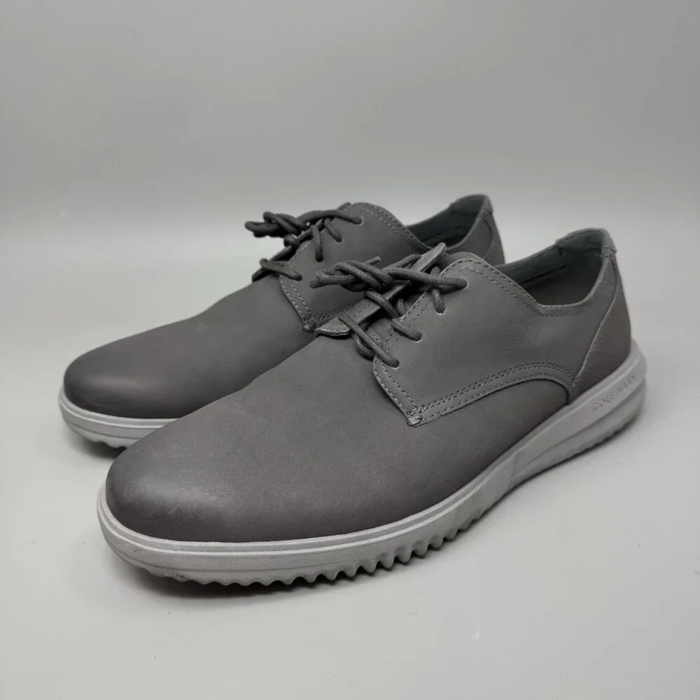 Cole Haan Grand+ Plain Toe  Nubuck Gray Casual Dress Shoes Mens 10.5